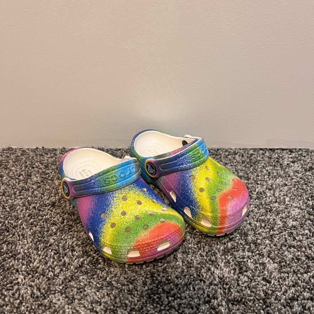 Toddler size 8 rainbow crocs